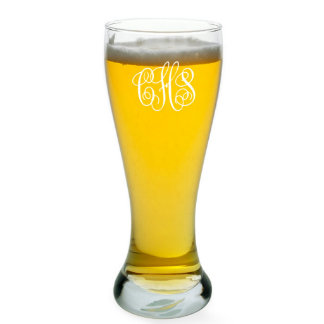 Set of 4 Stylish Monogrammed Pilsner Glasses
