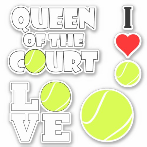 Set of 4 Tennis Players Sports Lovers Contour Sticker