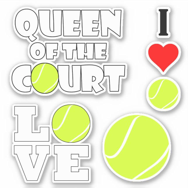 Set of 4 Tennis Players Sports Lovers Contour Sticker (Front)