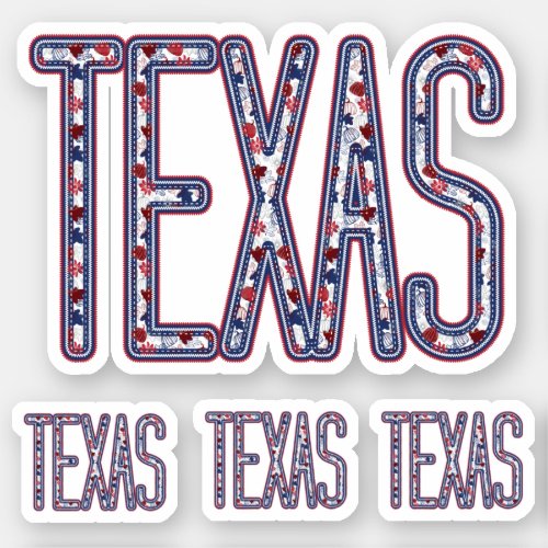 Set of 4 Texas Faux Applique Fall Letters Sticker