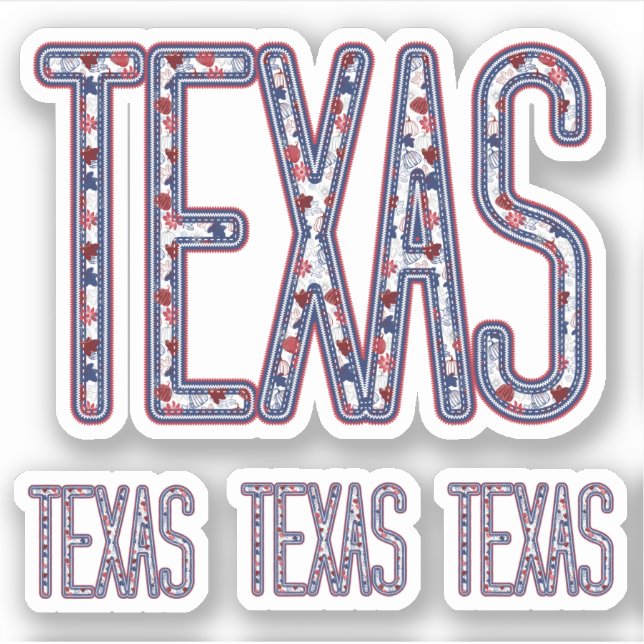 Set of 4 Texas Faux Applique Fall Letters Sticker (Front)