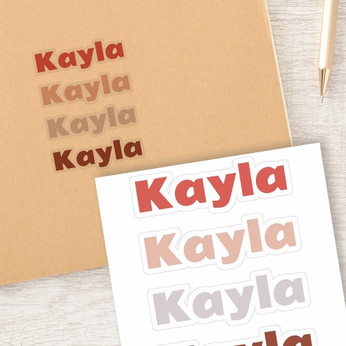 Set of 4 Trendy Colored Name Labels Kayla Stickers