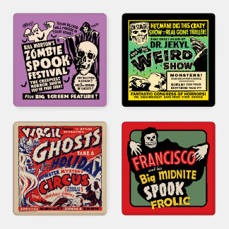 Set of 4 Vintage Spook Show Posters Coaster Set