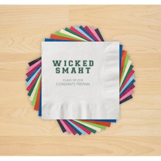 Set of 50 Wicked Smaht Letterpress Paper Napkins (Front)