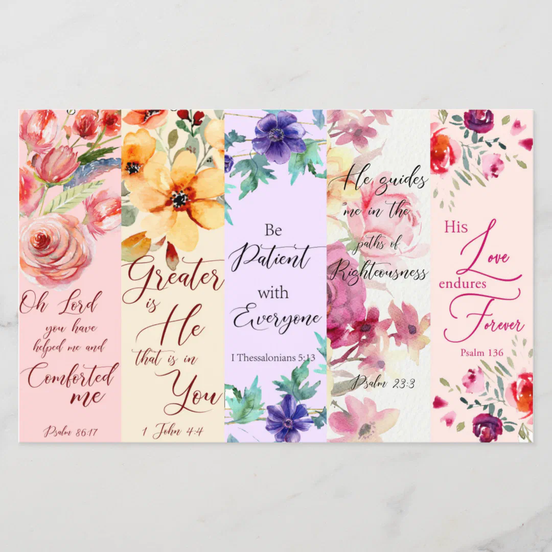 Set of 5 Christian theme bookmarks (Front)