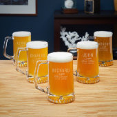 Set of 5 Classic Groomsmen 25 oz. Beer Mugs (Front)