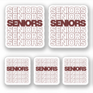 Set of 5 Maroon Seniors Seniors Seniors Custom-Cut Sticker
