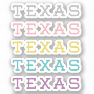 Set of 5 Pastel Texas, Texas, Texas Custom-Cut Sticker