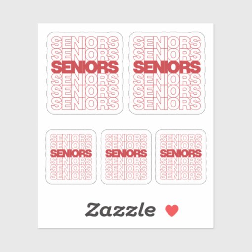 Set of 5 Red Seniors Seniors Seniors Sticker | Zazzle