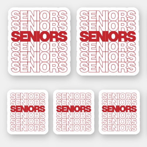 Set of 5 Red Seniors Seniors Seniors Sticker