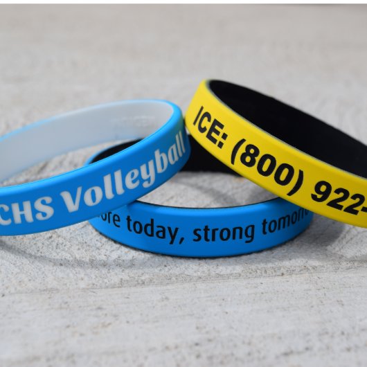 Set of 5 Silicone Engraved Rubber Wristbands (Front)