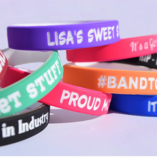 Set of 5 Silicone Engraved Rubber Wristbands (Front)