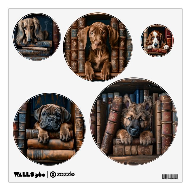 Set of 5 Variety Dogs Wall Decal (Front)