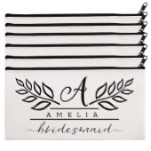 Set Of 6 Branches And Leaves Canvas Cosmetic Bags (Set)