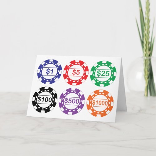 Set Of 6 Casino Chips Card