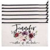 Set Of 6 Classic Roses Floral Canvas Cosmetic Bags (Set)