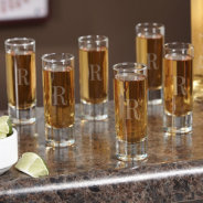 Set Of 6 Classically Monogrammed Tall Shot Glasses at Zazzle