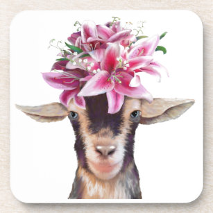 Set of 6 Cork Back Coasters Lilly the Goat