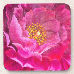 Set of 6 Cork Back Coasters Pink Cactus Rose