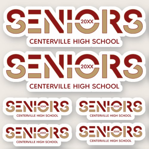 Set of 6 Crimson & Gold Seniors Sliced Custom-Cut Sticker
