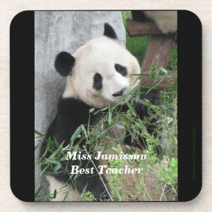 Set of 6, Cute Giant Panda, Best Teacher, Name Beverage Coaster