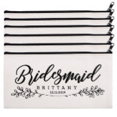 Set Of 6 Cute Round Leaves Canvas Cosmetic Bags (Set)