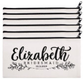 Set Of 6 Delightful Leaves Canvas Cosmetic Bags (Set)