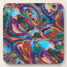 Set of 6 drink coasters Retro abstract colorful
