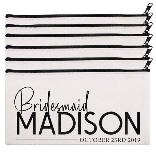 Set Of 6 Glamorous Canvas Cosmetic Bags (Set)