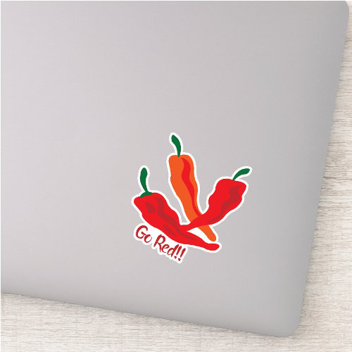 Set of 6 Go Red!!! Chile Peppers Custom-Cut Sticker