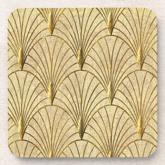 Set of 6 Gold Art Deco Beverage Coaster (Front)