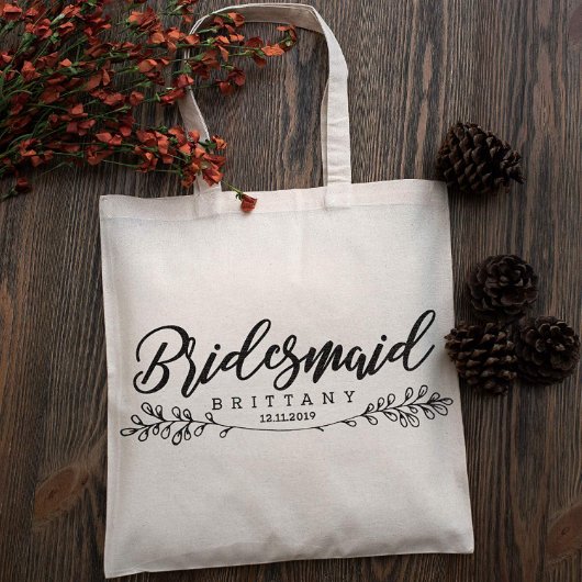 Set Of 6 Hand Drawn Round Leaves Canvas Tote Bags (Front)