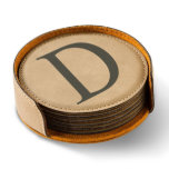 Set Of 6 Light Brown Round Faux Leather Coasters at Zazzle