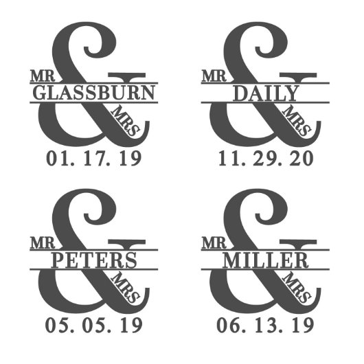 Set of 6 Love & Marriage Tray, Decanter & Glasses (Example)