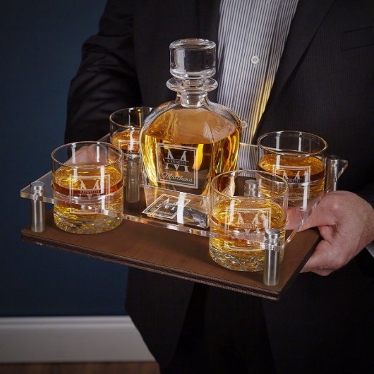 Set Of 6 Oakhill Tray Decanter And Rocks Glasses (Front)