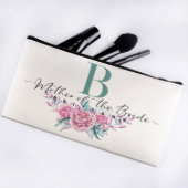 Set Of 6 Pastel Pink Roses Canvas Cosmetic Bags (Front)