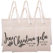 Set Of 6 Quirky Leaves Floral Canvas Tote Bags (Set)