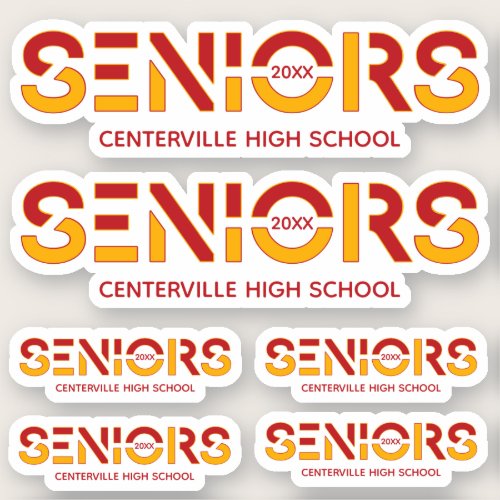 Set of 6 Red & Yellow Seniors Sliced Custom-Cut Sticker