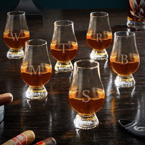 Set of 6 Single Monogram Glencarin Whiskey Glasses