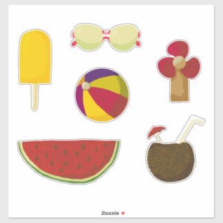 Set of 6 Summer Items Sticker