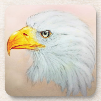 Set of 6 White Eagle Coasters Set, Bird Drawing