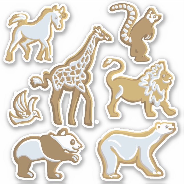 Set of 7 Gingerbread Cookies Sticker (Front)