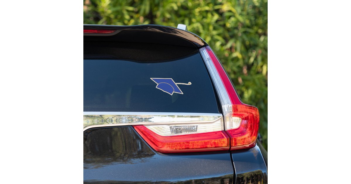 Set of 8 Blue Graduation Caps Custom-Cut Sticker | Zazzle