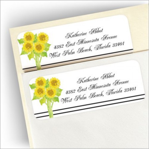 Set Of 90 Sunflowers Address Labels