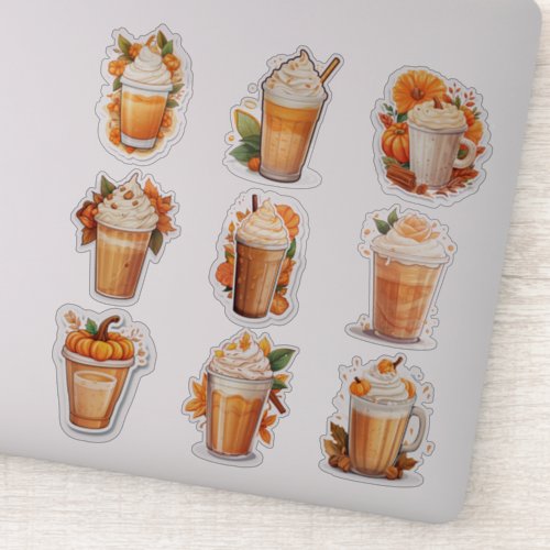 Set of 9 Pumpkin Spiced Latte Vinyl Stickers