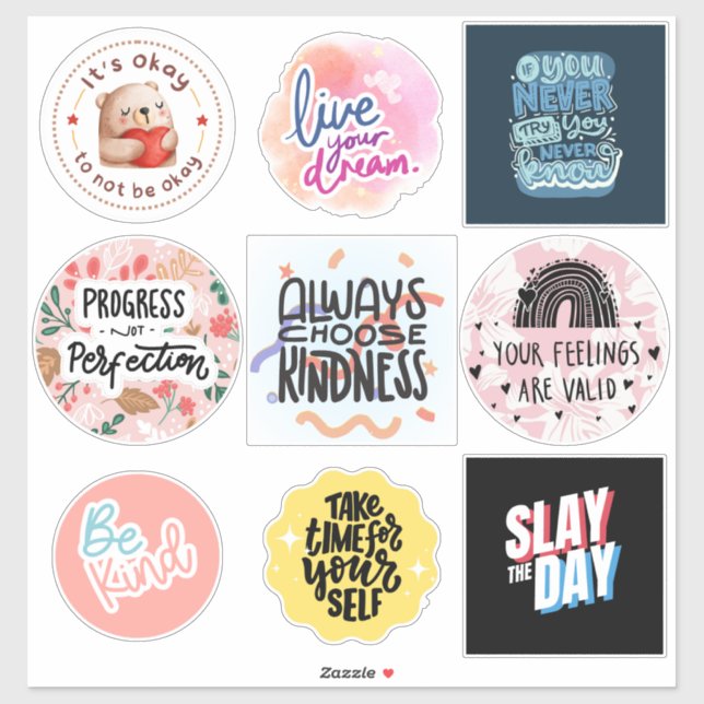 Set of 9 Self-Love Vinyl Sticker (Sheet)
