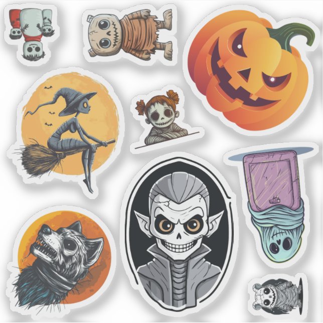 Set of 9 Spooky Halloween Sticker (Front)