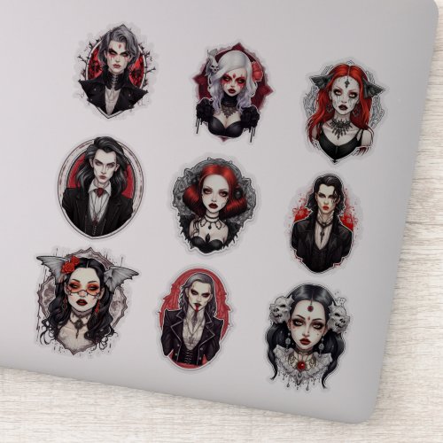 Set of 9 Vampire Halloween Vinyl Stickers