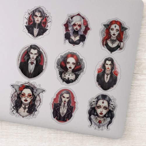 Set of 9 Vampire Halloween Vinyl Stickers