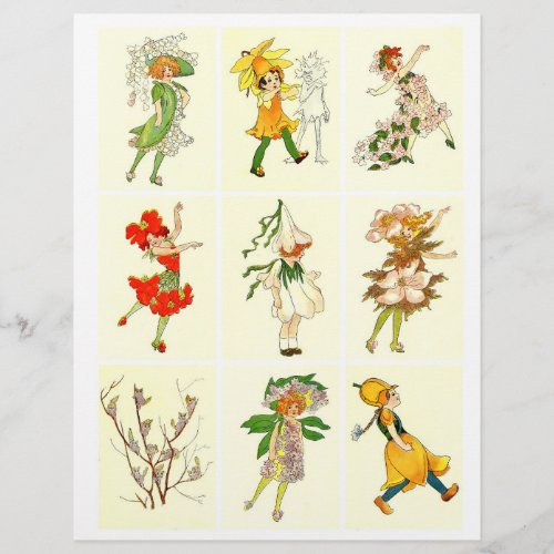 Set of 9 _ Vintage Flower Children Collage Sheet